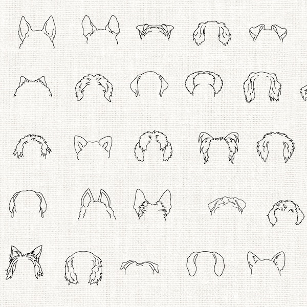 77 Embroidery Dog Ears Breeds ,Machine Embroidery Design,Dog Breeds Embroidery Pes ,Pet Memorial Gift