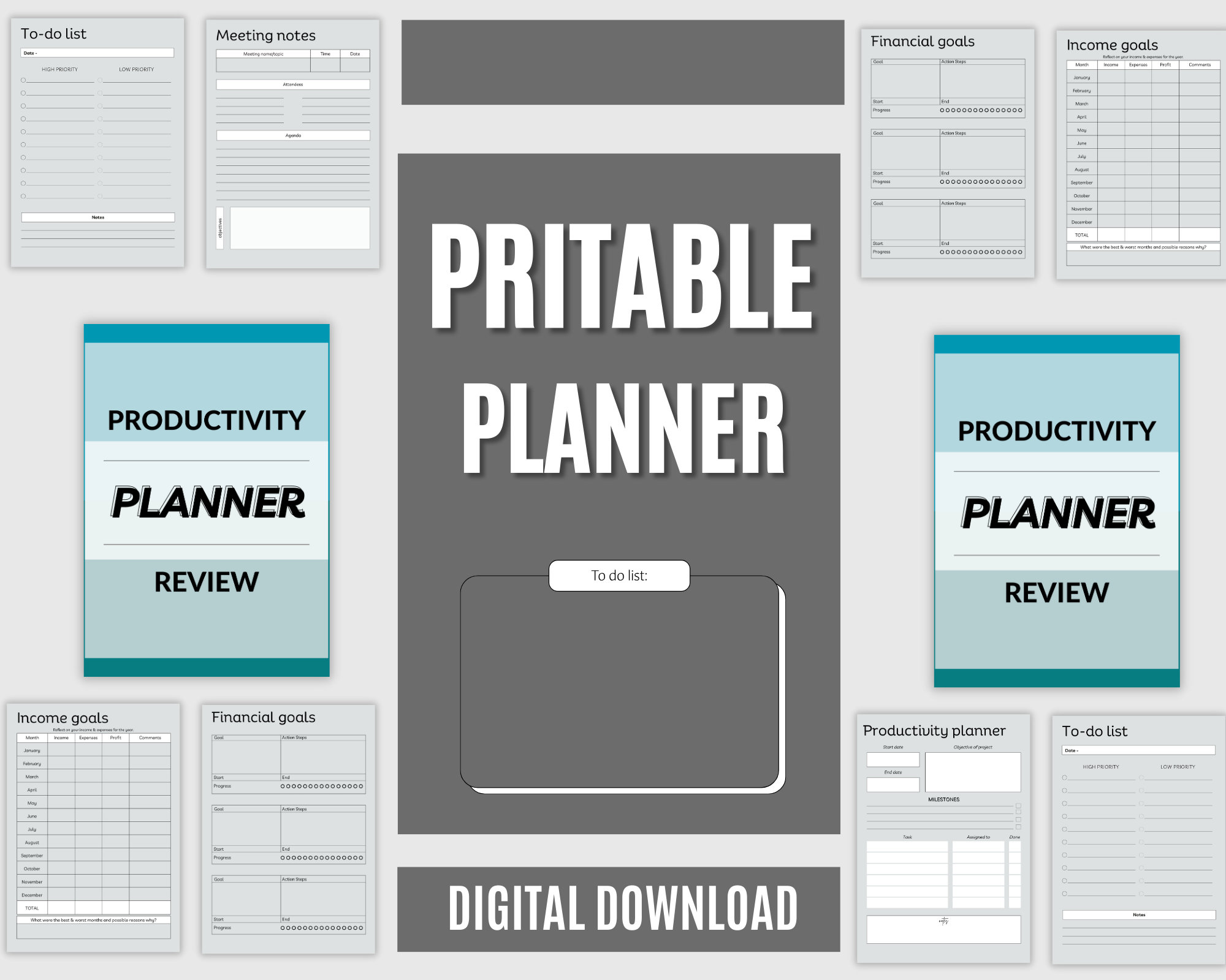 Productivity Planner Printable, Ultimate Life Journal Binder, Daily ...