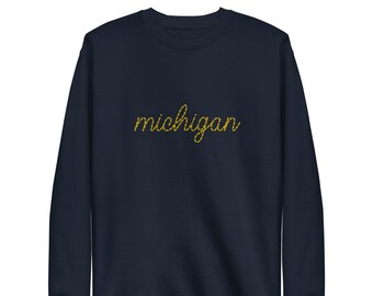 Women's Michigan Embroidered Sweatshirt  Maize Blue Gift