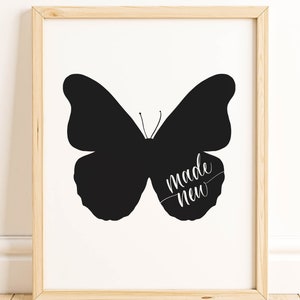 If Anyone is in Christ Print | Butterfly Downloadable | Scripture Wall Decor | Calligraphy Quote | 2 Corinthians 5 | New Creation | Instant