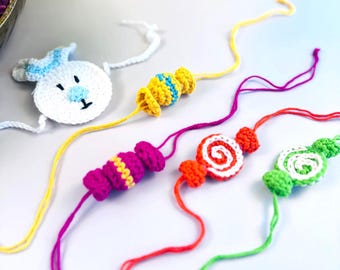Crochet Rakhi for kids, Rakhi bracelet, Rakhi for brother, Cute Kids Rakhi, cartoon rakhi Crochet Bracelet, Animals Rakhi, Rakhi for Babies