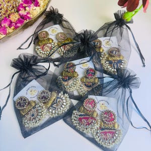 Handmade Earrings, Mehendi favors, Sangeet Favors, Indian gifts For women, Chaandbali, Bridesmaid Gifts, Earring Favors, Bulk return gifts