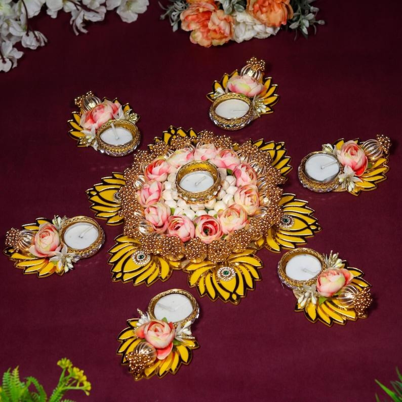 Rangoli Mat, Flower Rangoli for Diwali, Rangoli Decoration, Floor ...