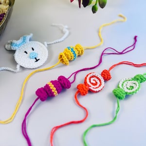 Crochet Rakhi für Kinder, Rakhi Armband, Rakhi für Bruder, Cute Kids Rakhi, Cartoon Rakhi häkeln Armband, Tiere Rakhi, Rakhi für Babys