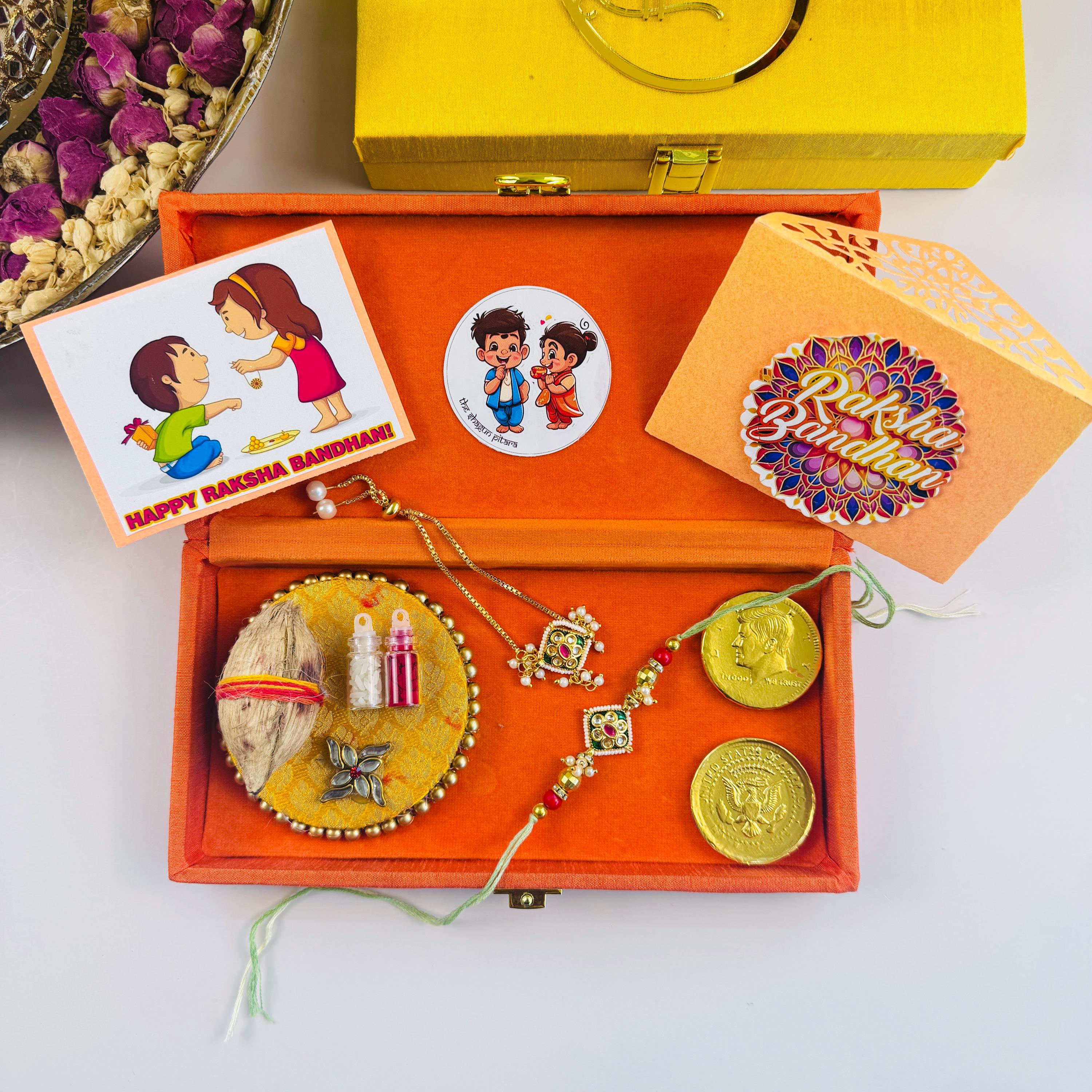 Crunchy Fashion 4 Pcs Rakhi Set For Brother And Bhabhi - Raksha Bandhan Cotton Thread Rakhis
