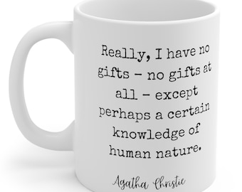 Tazza con citazione di Agatha Christie / Una certa conoscenza della natura umana / Delitto e caffè / Amante dei libri / Miss Marple / Poirot / Tazza da tè Tazza da caffè