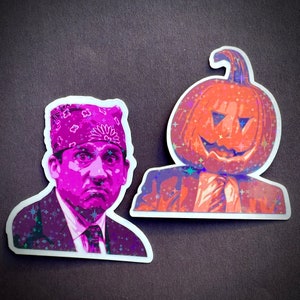 Dwight pumpkin head and Prison Mike, the office , holographic stickers