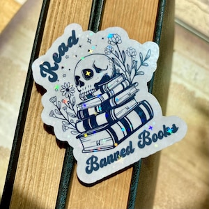Read Banned Books, holographic sticker