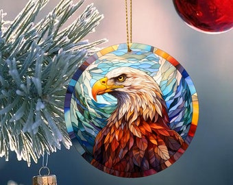 Stained Glass Eagle Christmas Ornament, Holiday Decor, Christmas Keepsake, Christmas Tree Decoration, Seasonal Gift, Gift for Children