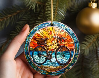 Festive Bicycle Christmas Ornament, Holiday Gift for Cyclists, Small Tree Hanging Decor, Unique Cyclist Stocking Stuffer