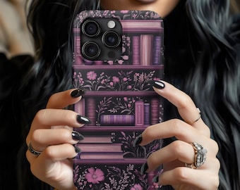 Dark Academia iPhone Hülle, iphone 16 Hülle, Bookish Handy Hülle, Goth Handy Hülle, Galaxy s24, Ästhetisches Blumen Design, Google Pixel 9