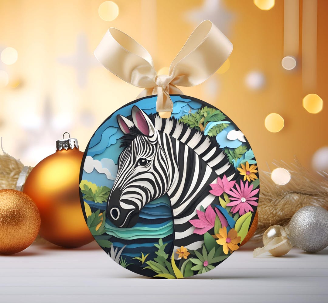 Glass Ornaments, 3D Zebra Christmas Ornament, Animal Lovers Gift ...