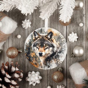 Wolf Glass Ornament Decor, Vintage Wolf Christmas Ornament, Holiday Tree Decor, Wildlife Lover Gift, Unique Christmas Decoration