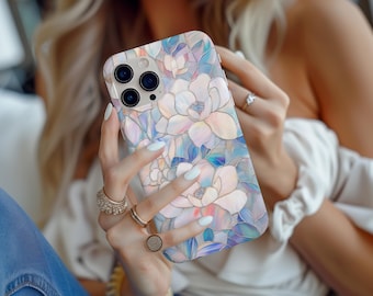iPhone-hoesje glas-in-lood bloemen, imitatie glas-in-lood illusie print bloemen iPhone 16, 15, 14, 13, S25 Ultra, S24 FE S23 Plus, Pixel 9A