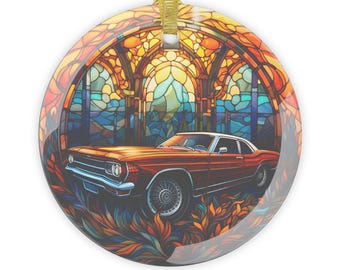 Glasmalerei Auto Ornament, Glas Ornament, Low Rider Dekor, Weihnachtsbaum Dekoration, saisonales Geschenk
