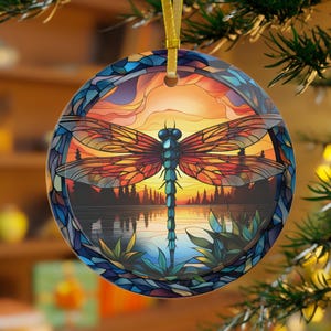 Stained Glass Dragonfly Christmas Ornament, Dragonfly gift, Dragonfly Decor, Christmas Keepsake, Christmas Tree Decoration