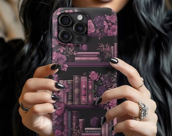Dark Academia iPhone Hülle, iphone 16 Hülle, Bookish Handy Hülle, Goth Handy Hülle, Galaxy s24, Ästhetisches Blumen Design, Google Pixel 9