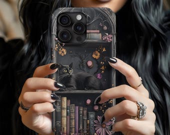 Cute Cat Lover Bookish Kitty Phone Case for iPhone 16 15 14 13 Pro Max Plus Mini / Case for Samsung S25 S24 S23 S22 S21 Ultra / Google Pixel