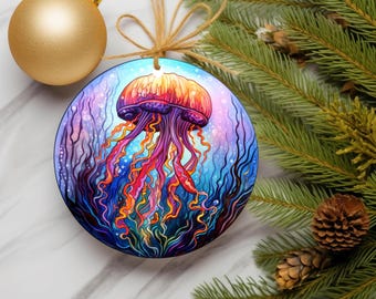 手作りの美しい透明なクラゲ - ガラスのクリスマスオーナメント
