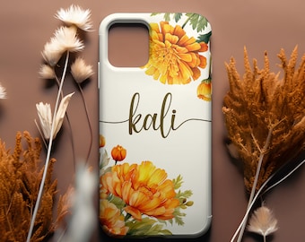 Personalized Birth Flower Phone Case, Custom Floral Birth Flower Case, Luxury Phone Case, Custom Name Phone Case, Custom Iphone 15,14,13