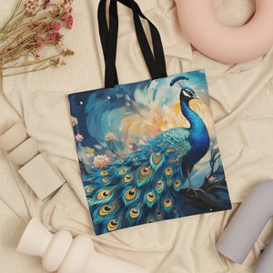 Torba płócienna Peacock, śliczna estetyczna torba, artystyczna torba na ramię, torba artystyczna vintage, torba na książki, torby na ramię