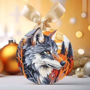 Glass Ornaments, 3D Wolf Christmas Ornament, Holiday Tree Decor, Wildlife Lover Gift, Unique Ornament, Unique Christmas Decoration