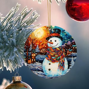 Stained Glass Snowman Christmas Ornament, Holiday Decor, Christmas Keepsake, Christmas Tree Decoration, Seasonal Gift