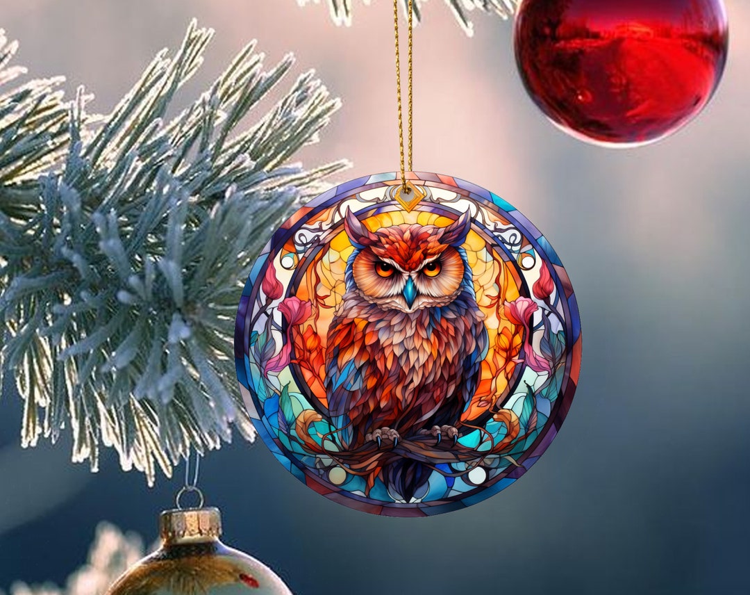Stained Glass Owl Christmas Ornament, Holiday Decor, Christmas Keepsake, Christmas Tree
