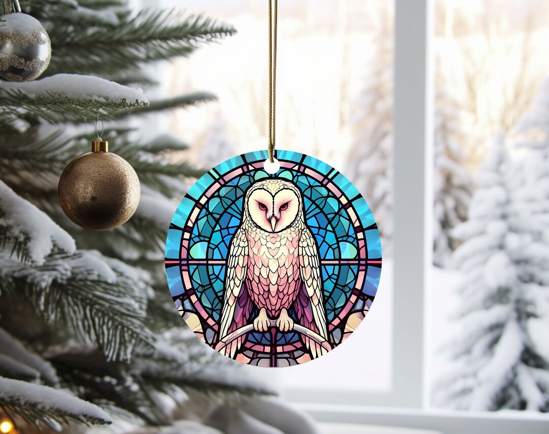 Stained Glass Owl Christmas Ornament, Gift for Owl, Holiday Decor, Christmas Keepsake, Christmas