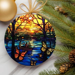 Stained Glass Butterfly Christmas Ornament, Gift for Tree, Holiday Decor, Christmas Keepsake, Christmas Tree Decoration, Seasonal Gift