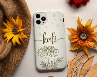 Personalized Birth Flower Phone Case, Custom Floral Birth Flower Case, Luxury Phone Case, Custom Name Phone Case, Custom Iphone 15,14,13