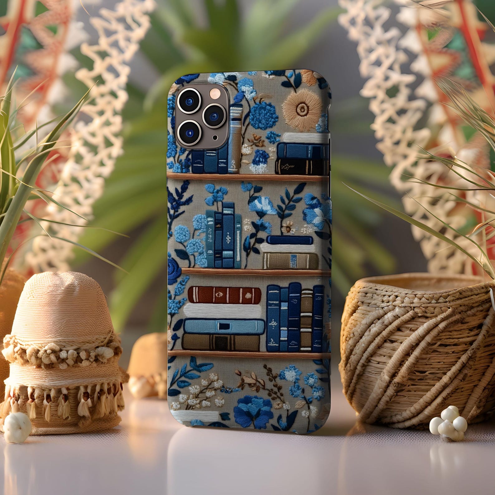 Floral Bookcase Art Style Case for Iphone, Chinoiserie Phone Case ...