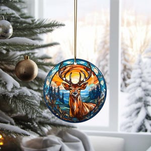 Stained Glass Deer Christmas Ornament, Holiday Decor, Christmas Keepsake, Christmas Tree Decoration, Seasonal Gift