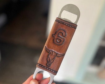 Personalized/customizable leather bottle opener