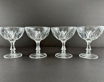 Vintage Champagne Coupes, 1950's Coupes Glassware, Set of 4, Vintage Glassware