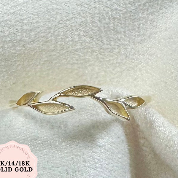 Solid Gold Breastmilk Leaf Band setting, DIY Breastmilk ring Tree Branch Leaf Ring,Solid 10k 14K 18K Gold Ring, ash ring, breastmilk jewelry