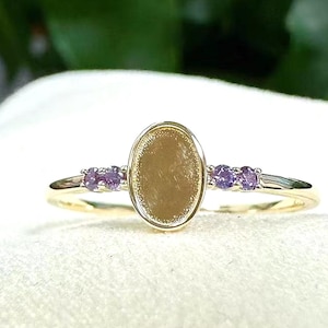 Solid Gold Oval Breastmilk Ring Setting, Birthstone Band, Breast Milk Jewelry, Blank Bezel Cup, Keepsake Jewellery, Breast Milk Rings