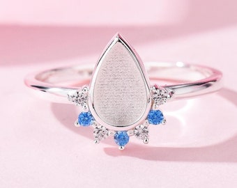 925 Sterling Silver Teardrop Breastmilk Ring, DIY Keepsake Jewelry, Birthstone Ring, Resin Ash Hair Fur Pet Memorial Jewelry Gift for Her