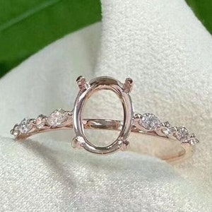 Gold Keepsake Breast Milk Oval Ring Settings, 6x8mm Oval Claw Ring Band, Cremation Ring Gold, Stackable ring for ash/Hair/resin Gift for her