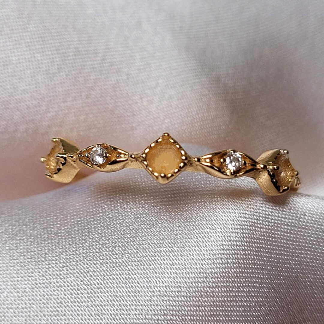 Gold Breastmilk Marquise Ring Setting, Birthstone Band, Keepsake