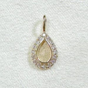 BreastMilk Halo Teardrop Pendant Settings, Solid Gold Teardrop Necklace for Breastmilk Jewelry  DIY Memory keepsake Supply Resin Ash Hair
