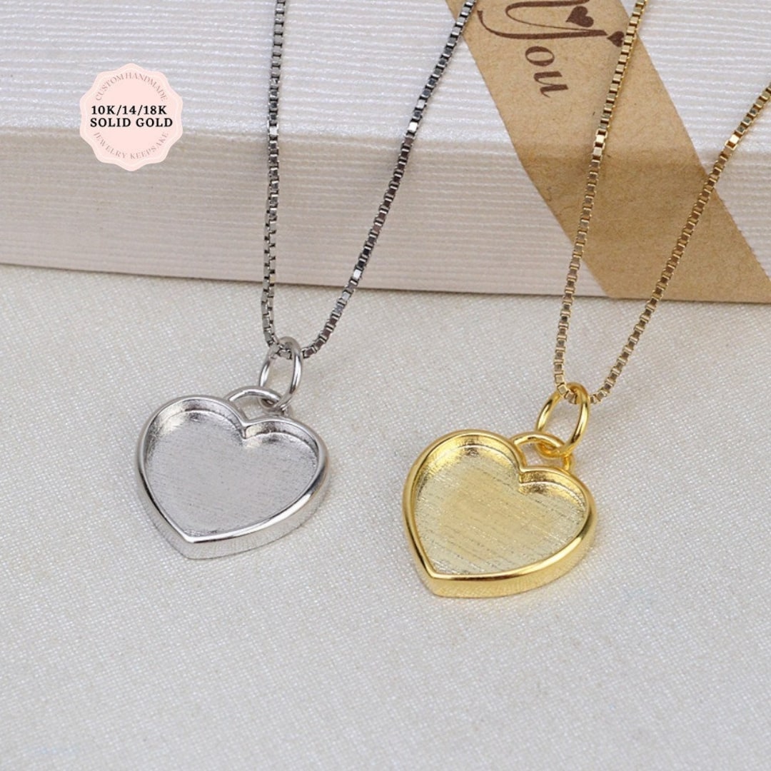 Solid Gold Heart Breast Milk Pendant Setting 1719mm Etsy