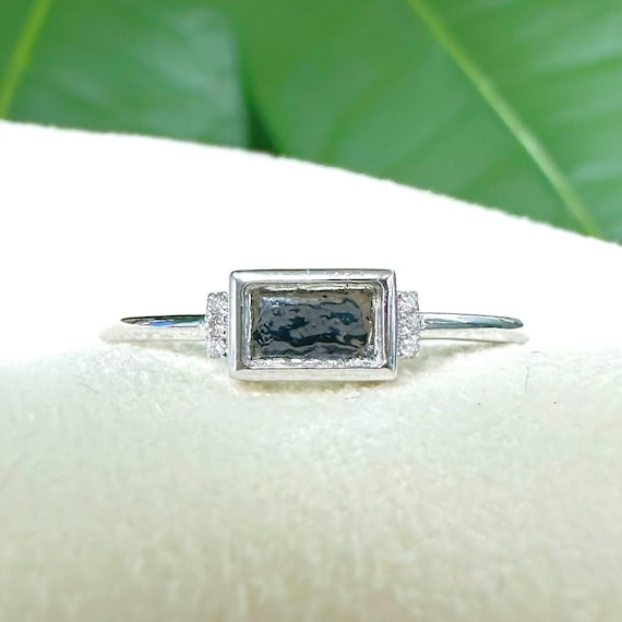 925 Silver Dainty Rectangular Breastmilk Ring Setting Birthstone Ring Personalized Gift For Her Ash Hair Keepsake Jewelry Breastmilk Jewelry