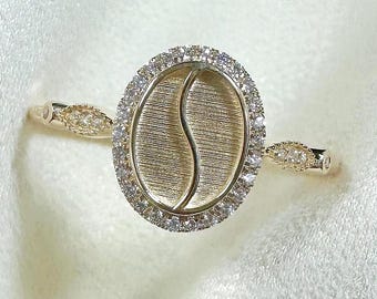 Solid Gold Oval Bezel Breastmilk Ring, Keepsake Mother Milk Halo Band, DIY Keepsake Jewelry, Vintage Styles Oval Ring,DIY Ring Supplies