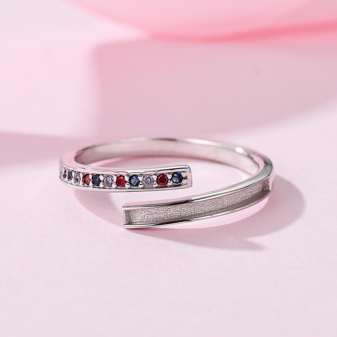 925 Silver Breastmilk Ring Setting, DIY Stackable Ring, Silver Multi ...