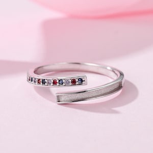 925 Silver BreastMilk Ring Setting, DIY Stackable Ring, Silver Multi-Birthstone Band, Ash, Resin Channel Ring Setting,Keepsake jewelry ring