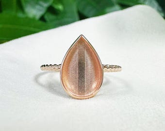 Silver Breastmilk Ring Setting, Teardrop Bezel Band Rope BandSetting Keepsake Jewelry, Resin Ash Hair fur Flower Ring Blank, Gift for Her