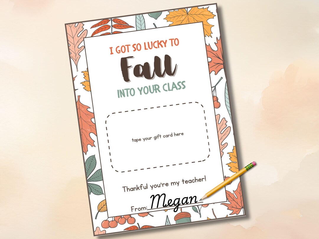 Back to School Teacher Gift, Printable Gift Card Holder, First Day of ...