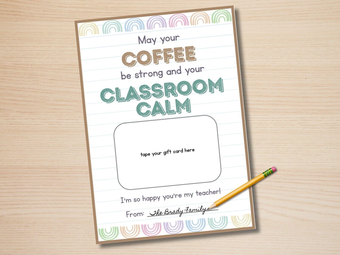Teacher Back to School Gift Card, First Week of School, First Day ...