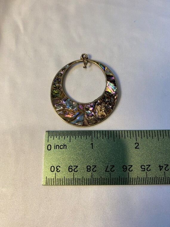 Vintage Abalone Shell Open Circle Drop Earrings M… - image 3